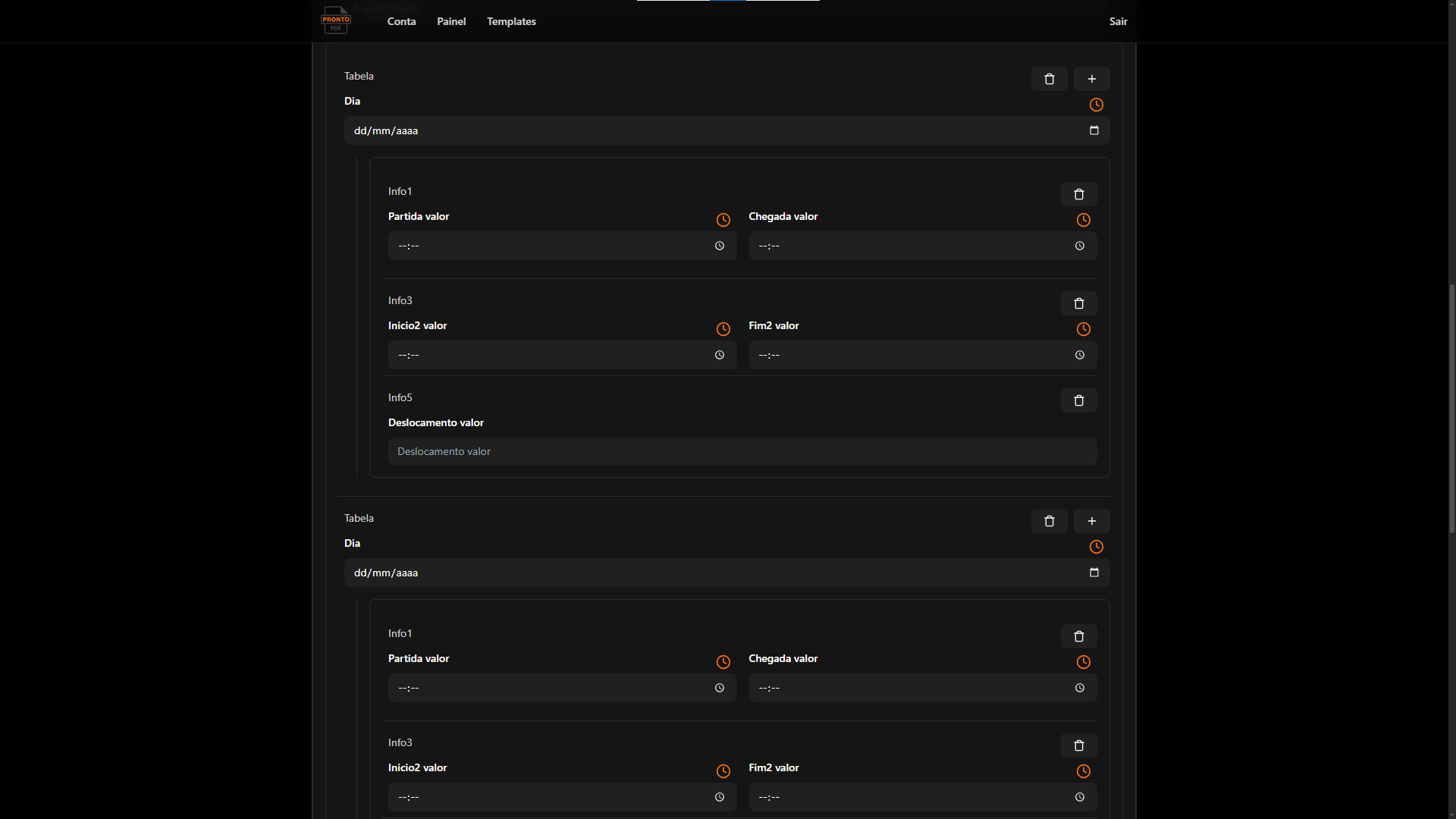 Histórico de gerações