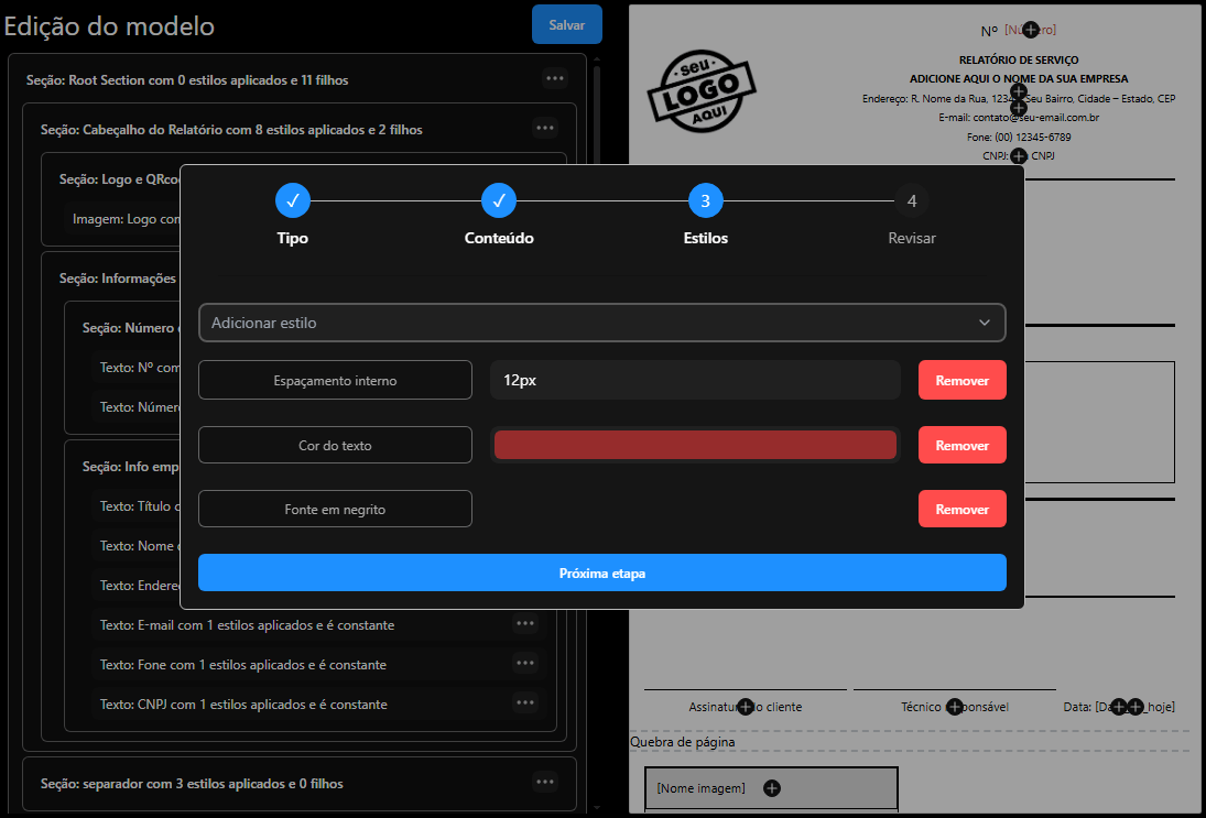 Customização de estilos
